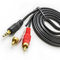 Metal Plug 1.5m RCA Stereo Cable 3.5 Mm Stereo To 2RCA Cable